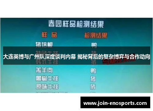 大连英博与广州队深度谈判内幕 揭秘背后的复杂博弈与合作动向